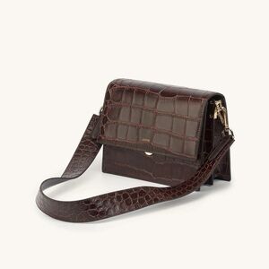 JW PEI Dark Brown Mini Crocodile Crossbody Bag